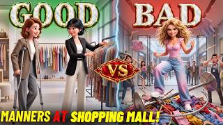🛍️😱 GOOD vs BAD MANNERS at the SHOPPING MALL! 🛒 | Easy English Listening Story (A2)