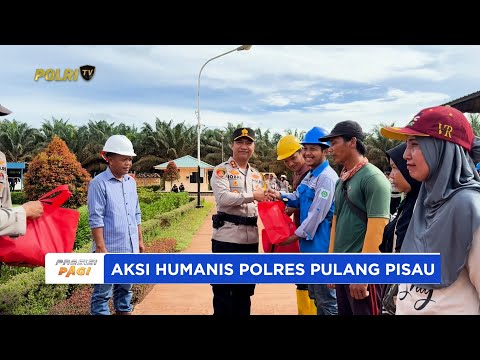 KAPOLRES PULANG PISAU SERAHKAN BANSOS KEPADA BURUH USAI APEL KEBANGSAAN BAGIAN DARI AKSI HUMANIS