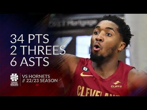 Donovan Mitchell 34 pts 2 threes 6 asts vs Hornets 22/23 season