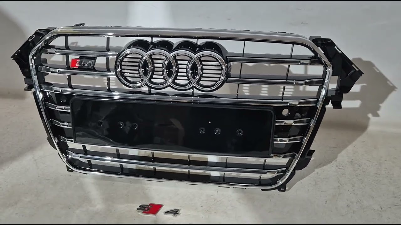 Audi A4 B8 2007-2015 рр. Передня решітка S-style (2012-2015, чорна з хромом) Video 1