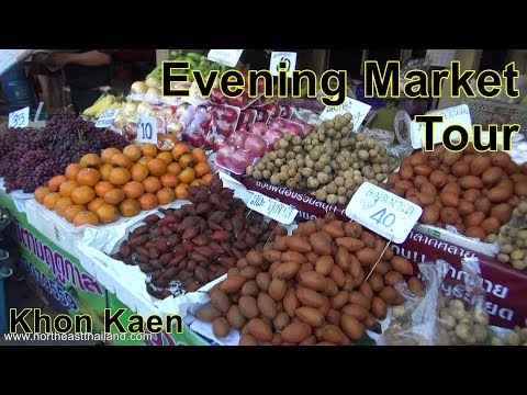 Very Busy Evening Market Tour, West of Khon Kaen, Thailand.