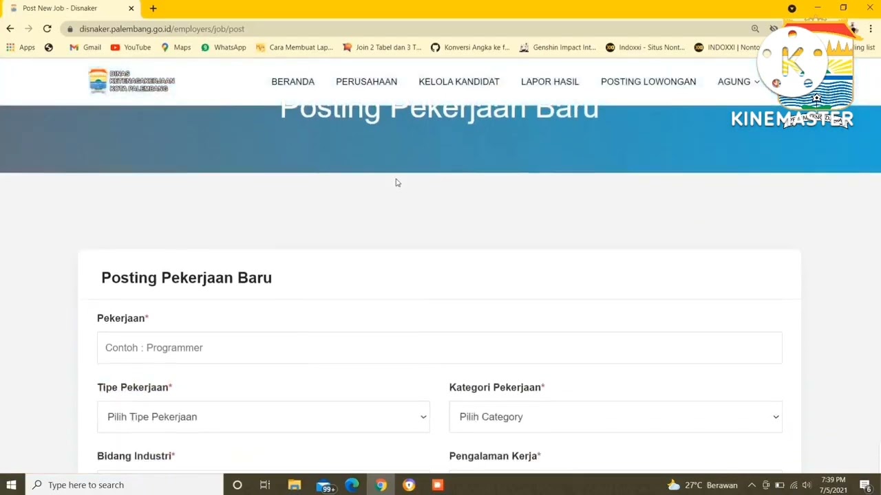 Pelayanan AK 1 Disnaker Kota Palembang