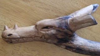 Carving a Dragon's Head in Driftwood