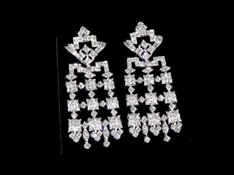 Elegant 18k White Gold 5.64ct (TDW) Diamond Dangling Earrings