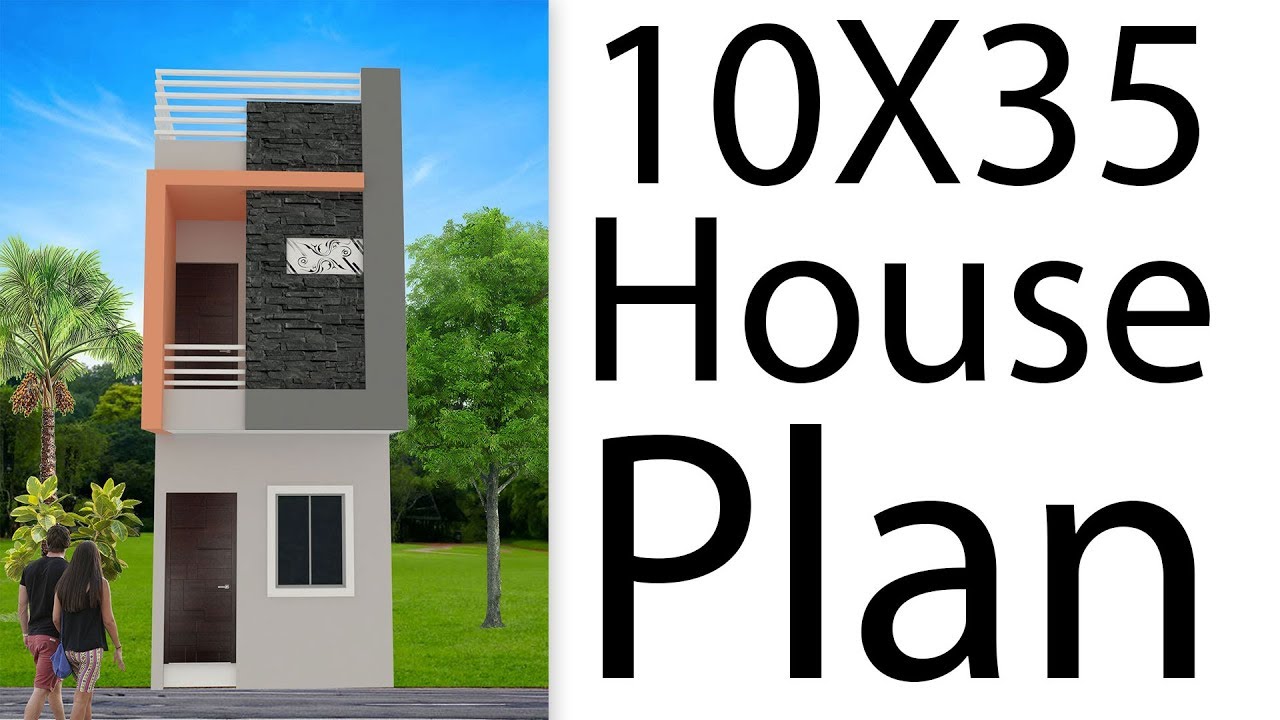 10X35 House plan  with 3d elevation by nikshail