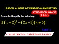 Learn How To Expand An Algebra Expression and Simplify: Basics For Grades 9 and N1