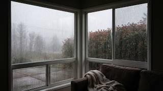 🛋️ Cantinho de descanso numa tarde cinzenta | Chuva na janela para dormir profundamente
