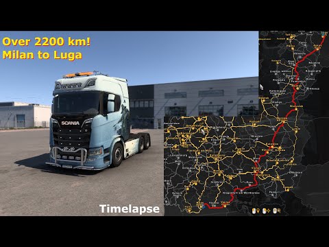Drive from Milan to Luga in ETS2 timelapse | Over 2200 km in 5 minutes!