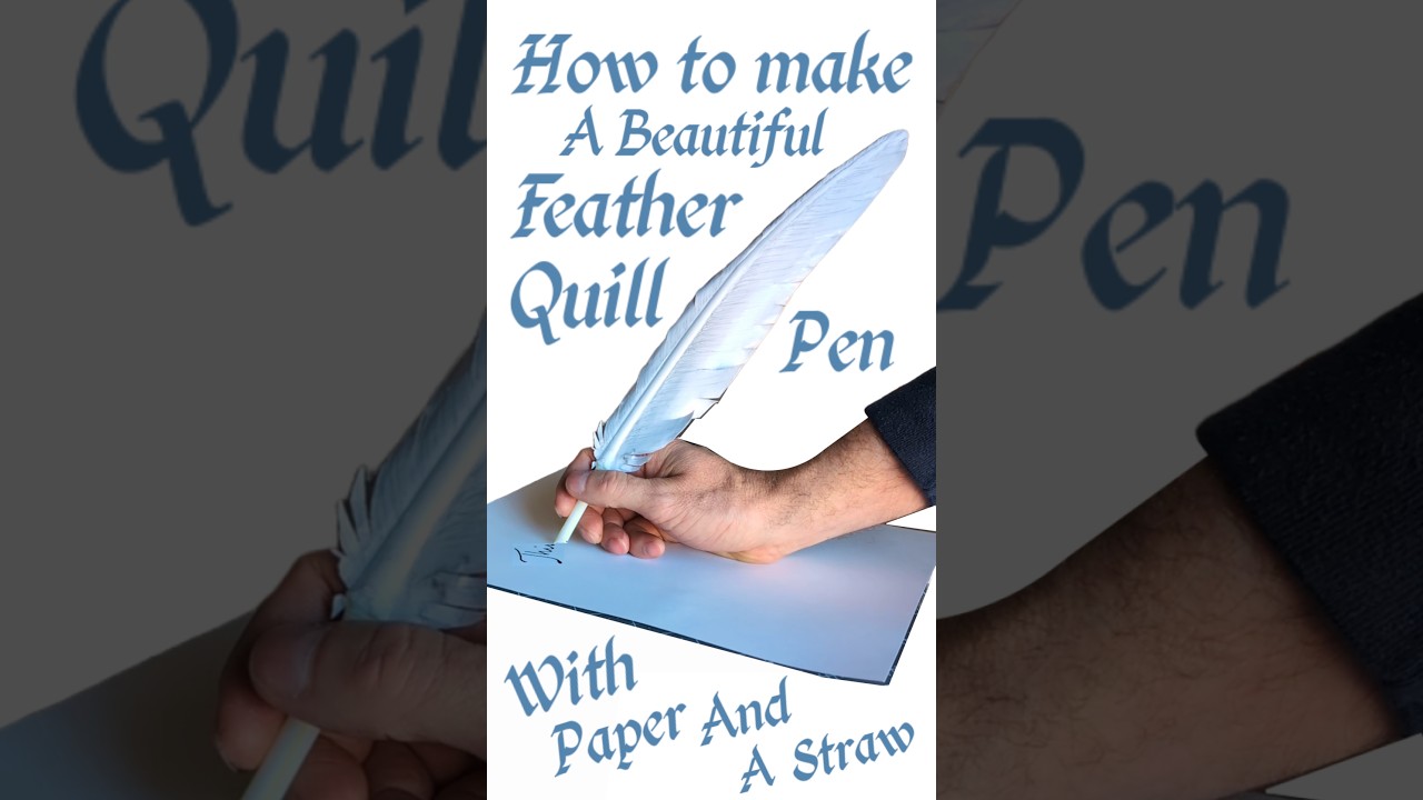 How to make A Beautiful Feather Quill Pen -with paper and a straw #diy #featherquill #artsandcrafts