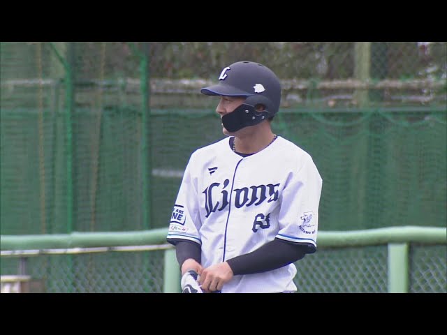 【ファーム】マルチ安打でアピール!! ライオンズ・長谷川信哉 センターへのタイムリーヒット!! 2023年3月21日 埼玉西武ライオンズ 対 千葉ロッテマリーンズ