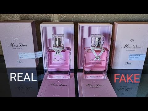 Part of a video titled REAL vs FAKE | Dior Beauty Miss Dior Rose Essence (edt) perfume