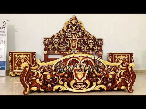 Teak wood wooden carving design bed, with storage