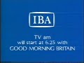 1980s IBA Broadcast Card For TV AM Good Morning Britain