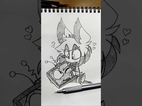 drawing Vox x Alastor ✨ cute ver #hazbinhotel #alastor #illustration #nostalgia #upsidedown #drawing