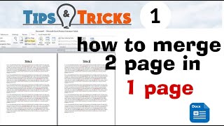 How to merge 2 pages in 1 page of word ? Tip and tricks number 1 | pc tip and tricks