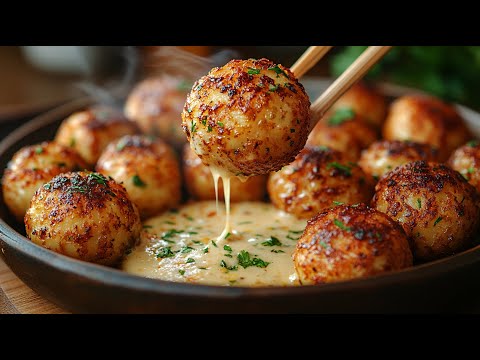 🔥 Knusprige Kichererbsen-Bällchen mit Zitronen-Kräuter-Soße – Einfaches veganes Rezept!