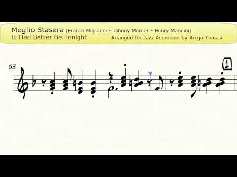 Meglio Stasera -  It Had Better Be Tonight (Henry Mancini) - Jazz Accordion Sheet music