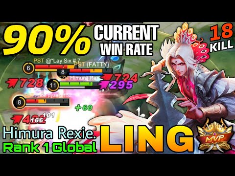 90% Current Win Rate Ling 18 Kills Gameplay! - Top 1 Global Ling by Himura Rexie. - Mobile Legends