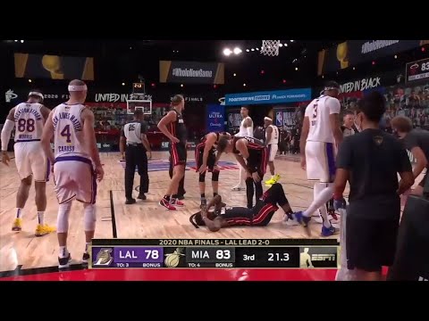 Jimmy Butler SCARY Fall After Rondo Blocks His Shot | Lakers vs Heat Game 3 | 2020 NBA Finals