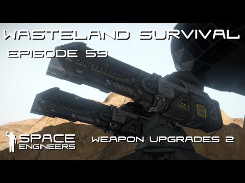 Space Engineers - Wasteland Survival Ep59 - Building Railgun Turret & Updating Base With New Blocks!