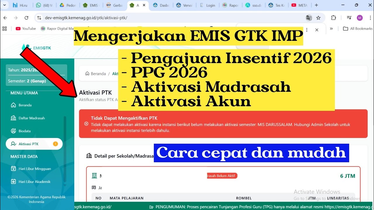 Cara Pengajuan Insentif GBPNS, PPG dan Aktivasi akun 2026 | Emis GTK IMP Terbaru