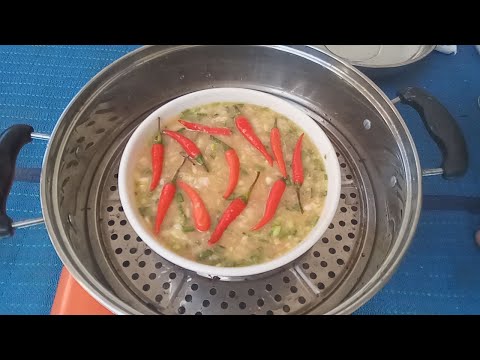 Homemade Cambodian Food - Chopped Pork With Trey Proma And Eggs Eating With Fresh Vegetables