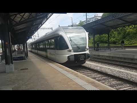 Ein Thurbo RABe 526 Stadler GTW (2/8) bei der Abfahrt in Rorschach.