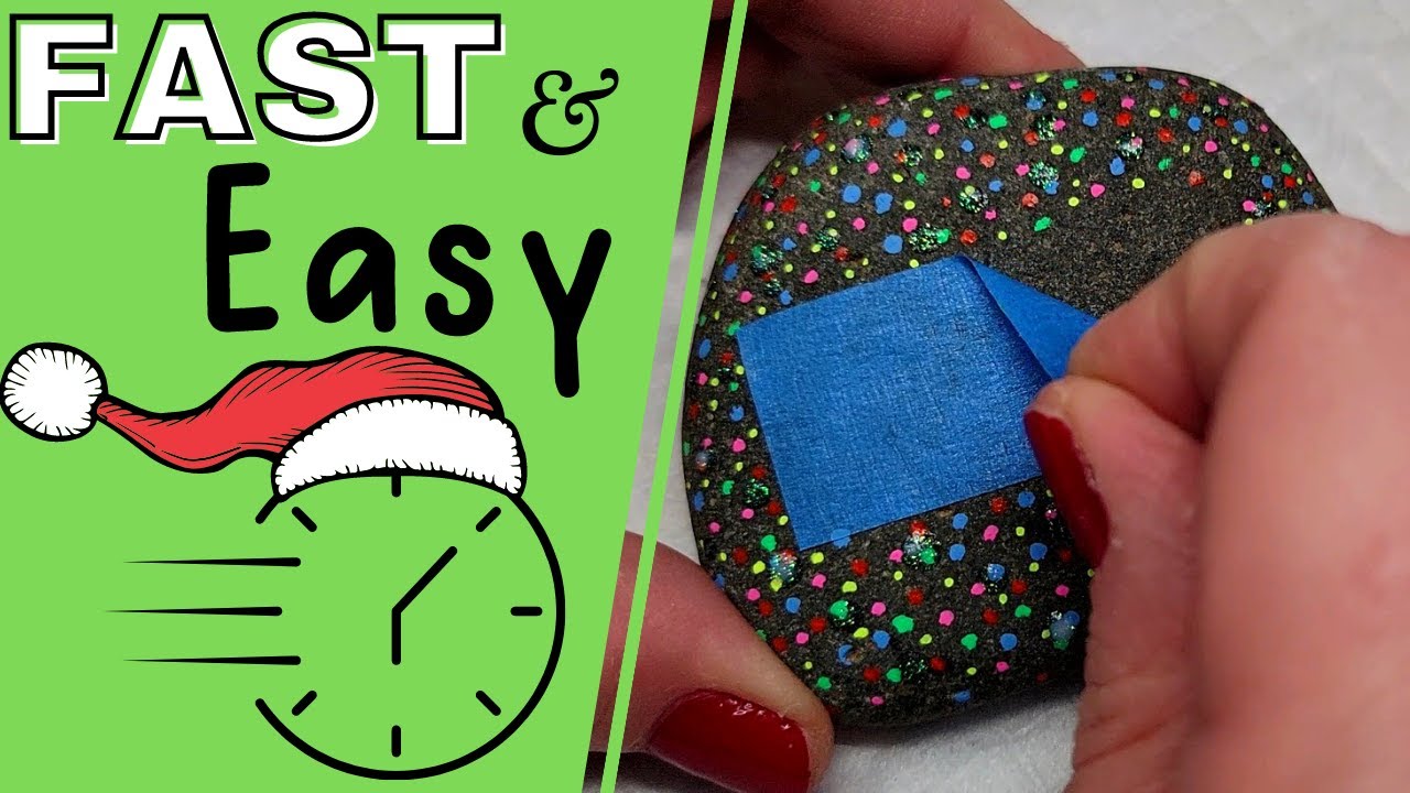 QUICK and EASY Holiday Rock Painting Idea 🎄