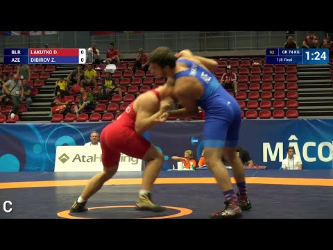 1/8 GR - 74 kg: Z. DIBIROV (AZE) df. D. LAKUTKO (BLR), 3-1