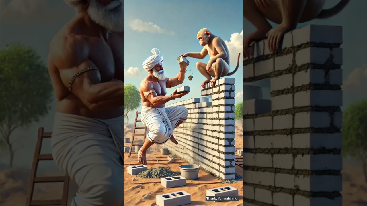 The farmer and the monkey build a house in the desert but the house is destroyed in a flood 😭 #ai