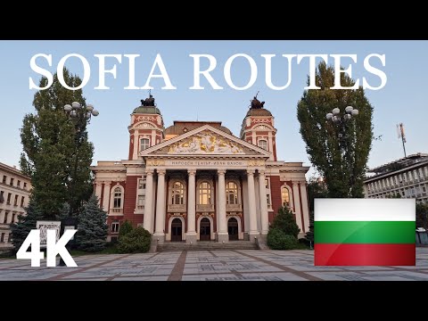 Passeio a pé Sofia, Bulgária. Metrô da Universidade de Sofia até a Rua Graf Ignatiev 4K 60FPS