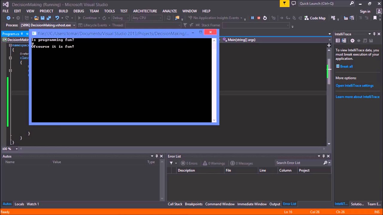 C# - Decision Making (If - Else)