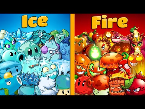 Plants vs Zombies 2 ALL ICE vs ALL FIRE PLANTS POWER-UP!