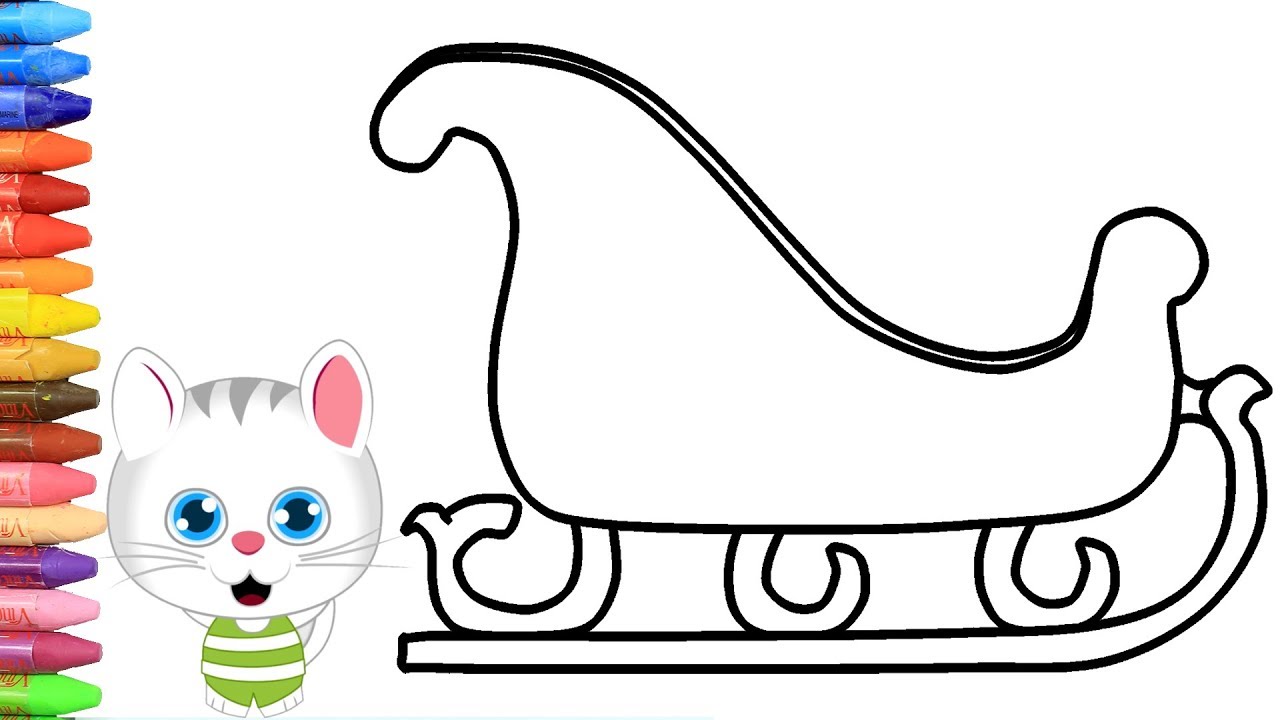 Pagina di colorazione slitta di Natale con MiMi | Come disegnare e colora per i bambini