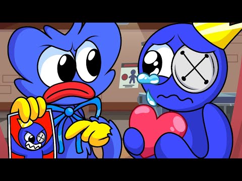 Huggy Wuggy vs BLUE 🎤 FNF Playtime but Rainbow Friends Animation