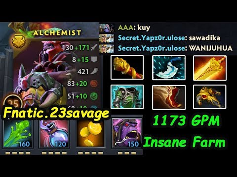 Fnatic.23savage [Alchemist] 1173 GPM SUPERSPEED INSANE FARM Full item Dota 2 7.22 pro Gameplay