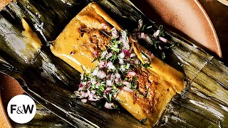 How to Make Tamales From Scratch | Oyster Mushroom Tamales with Mole Encacahuatado | Food & Wine
