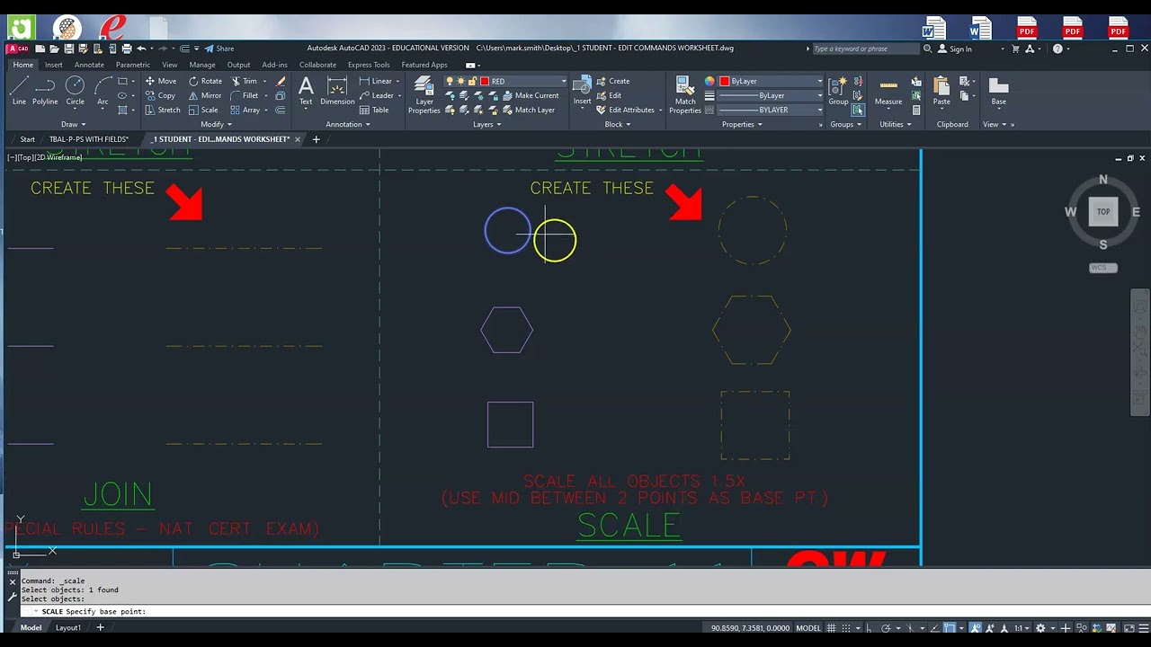 Student Edit Commands Worksheet Scale Command using the Student Edit Commands Worksheet