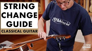 How To Change Strings On Classical Guitar - Restringing Tutorial by GSI