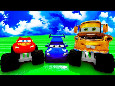 Pixar Cars  vs  LIGHTNING McQUEEN & King &  Chick Hicks & Tow Mater  in BeamNG.drive