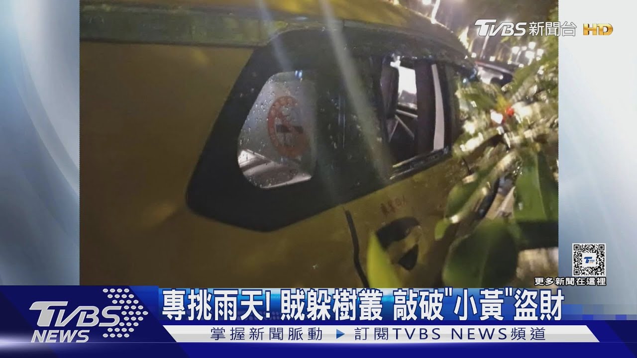 專挑雨天！賊躲樹叢　敲破「小黃」盜財