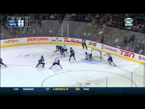 David Backes wicked wrister PPG 2-2 St. Louis Blues vs Winnipeg Jets Nov 23 2014 NHL