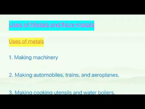 Uses of metals and non metals/ chapter 4 :Materials :Metals and Non metals