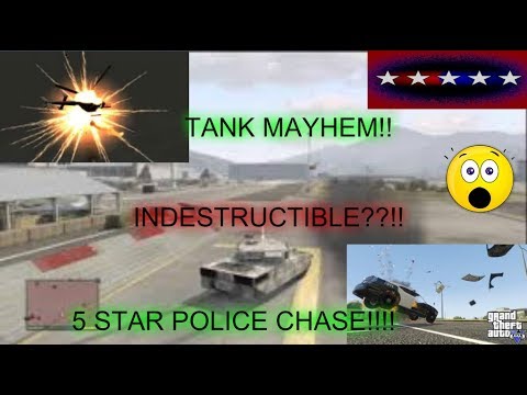 GTA 5 RHINO TANK DESTRUCTION  5 STAR POLICE CHASE!!!