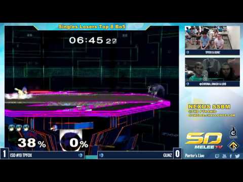 Nexus - TpFox (Fox, Marth) vs GUNZ (Falco) - SSBM Losers Octofinals - Melee