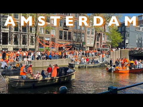 [4K]AMSTERDAM- Koningsdag 2025 | Amstel River & Canals Parties | Kings Day 2025🇳🇱🧡