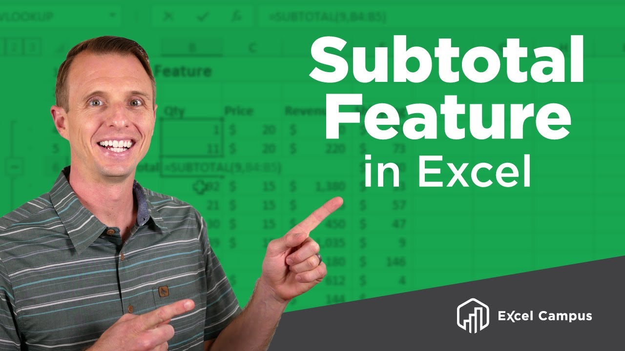How To Use The Subtotal Feature And Subtotal Function In Excel