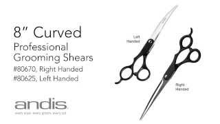 Andis Professional Animal Grooming Shears - 8 inch Curved Shears, Right 80670 and Left Handed 80625