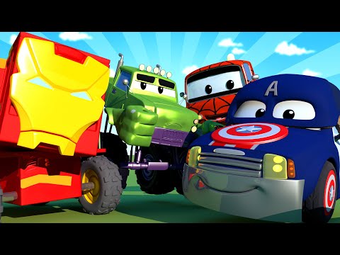 Bilpatrullens brandbil och polisbil - Avengers Special : Avengers räddar Jeremy - Bilköping 🚓 🚒