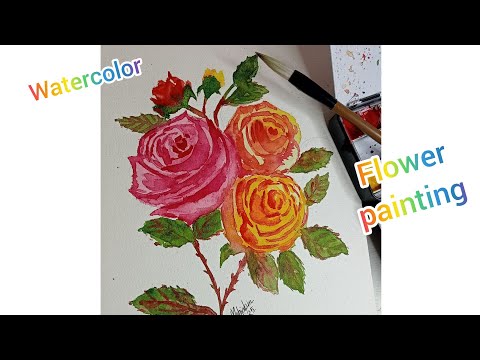 Watercolor flowers | Flower painting #art #painting #drawing